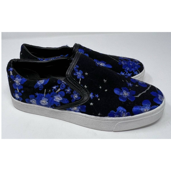 Sam Edelman Women's Slip-On Marvin Blue Floral Sneakers Size 8M - Picture 1 of 6